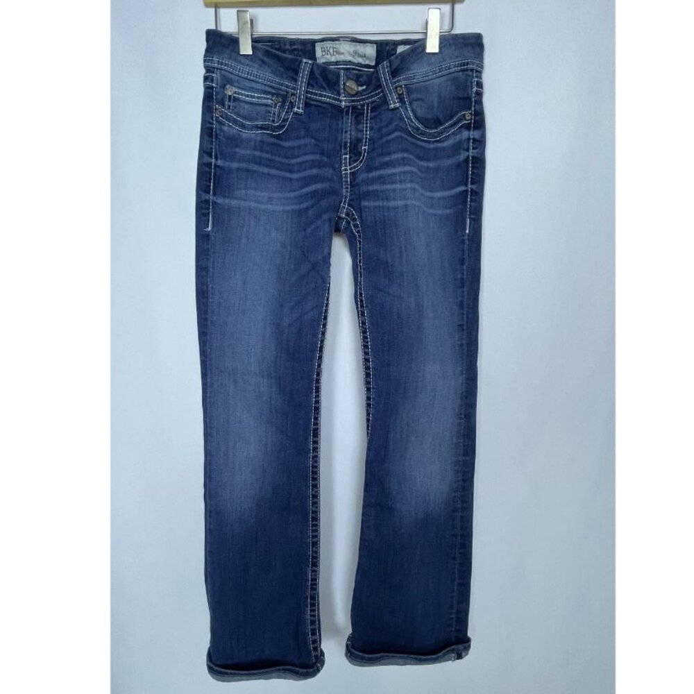 BKE denim Stella stretch Boot cut blue jeans size 28R Cuffed or Straight